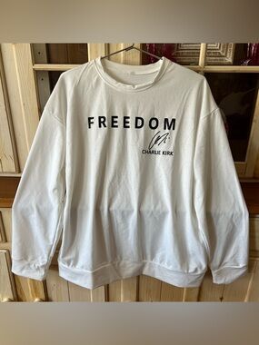 Freedom Charlie Kirk signature White Long shirt Size L